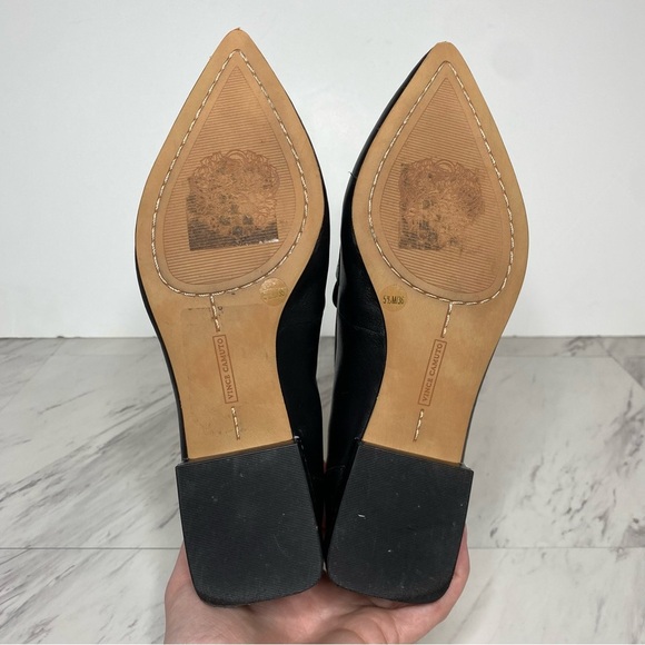 Vince Camuto Calentha Black White Leather Pointy Toe Loafer 5 1/2 M - Picture 14 of 15